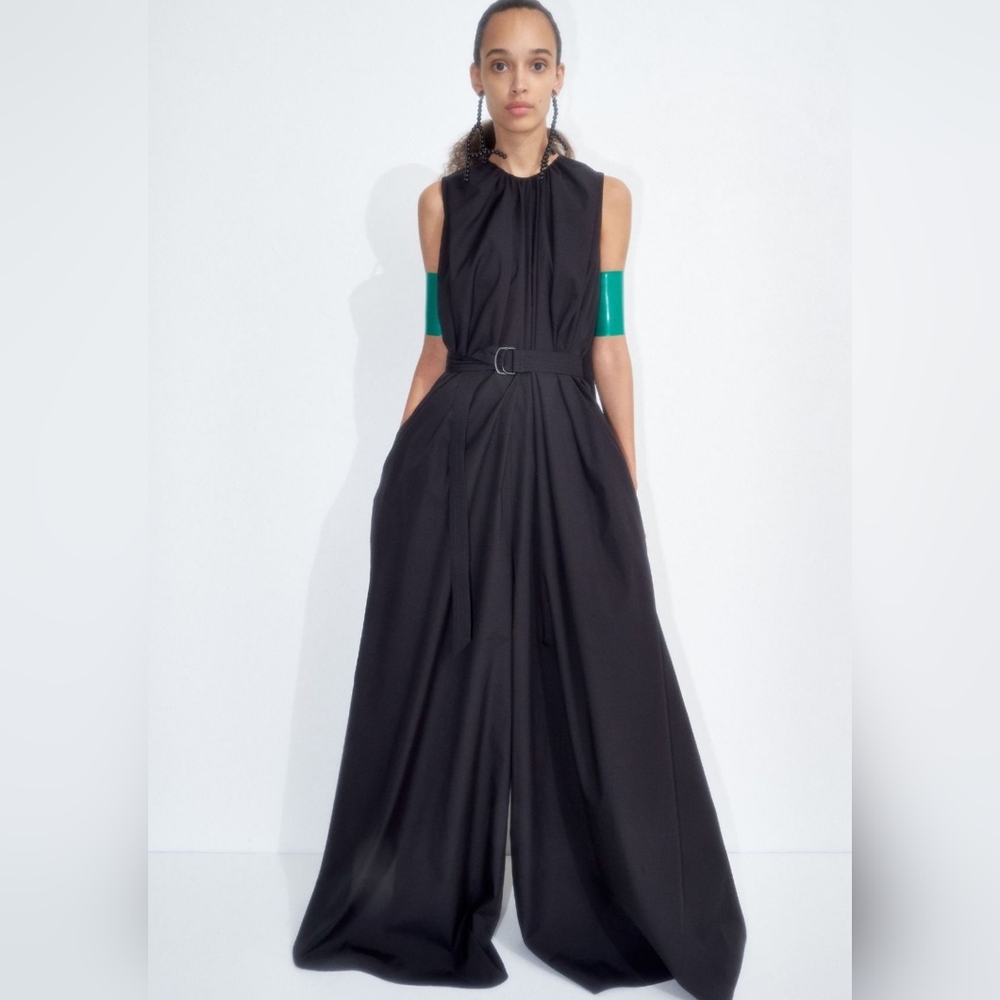CHRISTIAN WIJNANTS NWT🏷️ "Oman" Sleeveless Black Cotton Poplin Jumpsuit 4